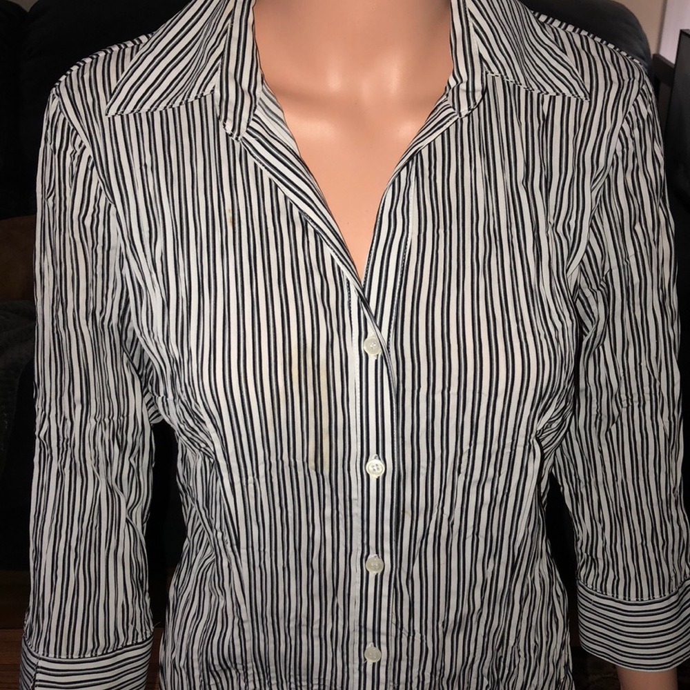 Apt 9 black & white striped button-down blouse.